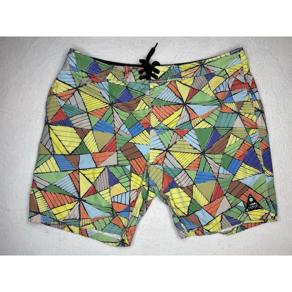 Element Watershorts Sz 36 Geometric Surf Swim Board Shorts Colorful